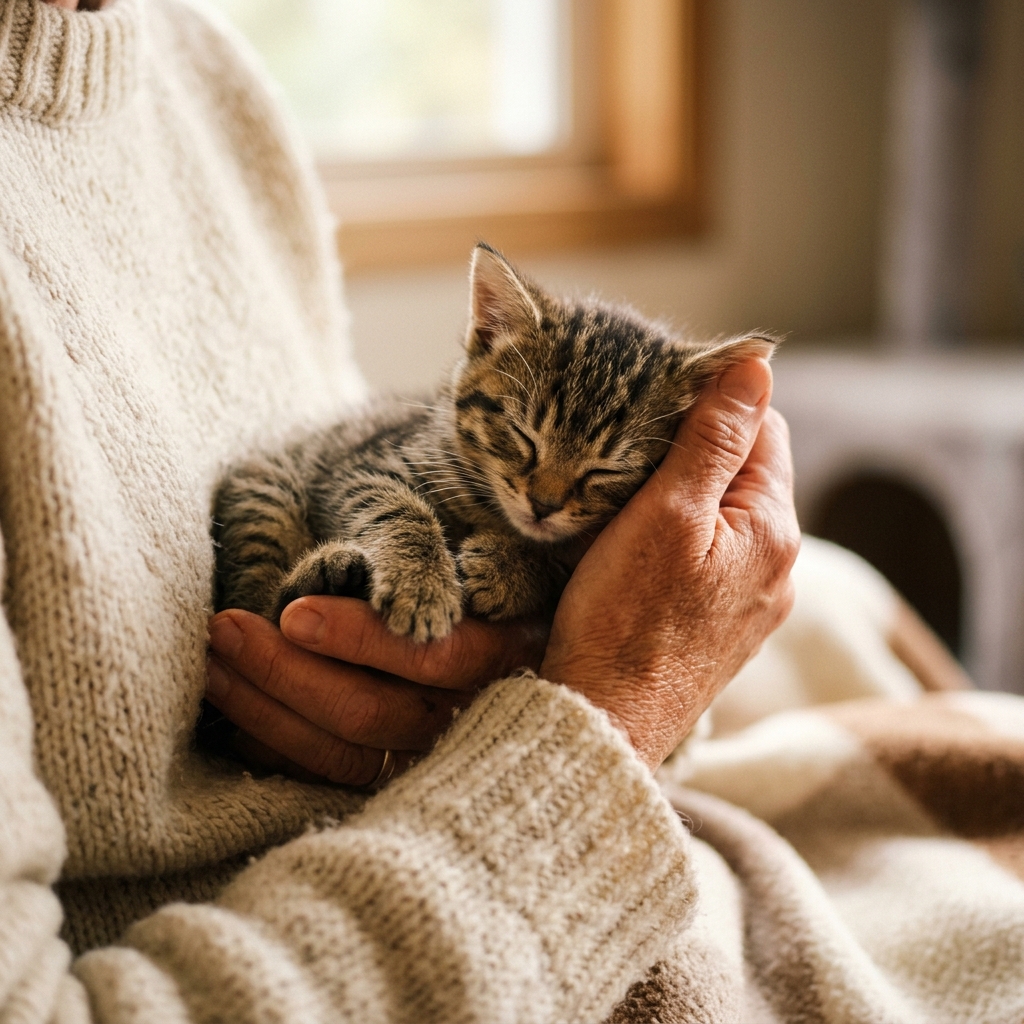 Volunteer Holding Kitten